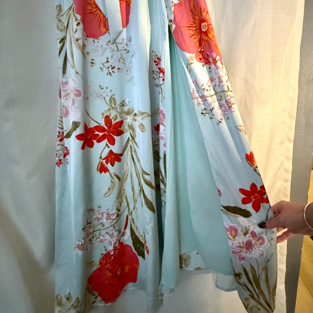 Lulu’s Still the One Sage Green Floral Print Satin Maxi Dress - Picture 6 of 8
